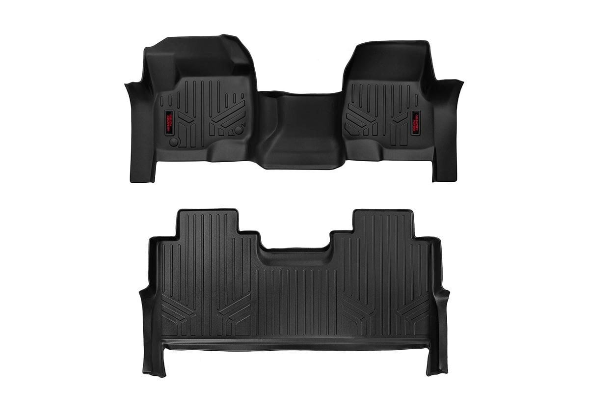 Ford F-350 Super Duty Floor Mats - Front + Rear - Rough Country - FR Bench - '17-'23
